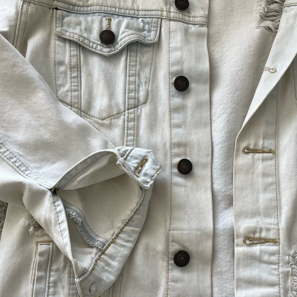Light Wash Distressed Jean Jacket - Picture 2 of 3
